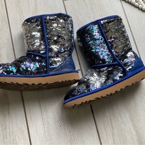 UGG Blue and silver Sequin Boots with Accents
